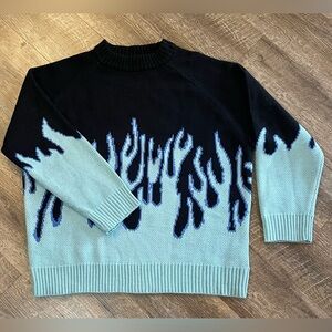 Aelfric Eden Black Blue Flame Oversized Sweater Size S